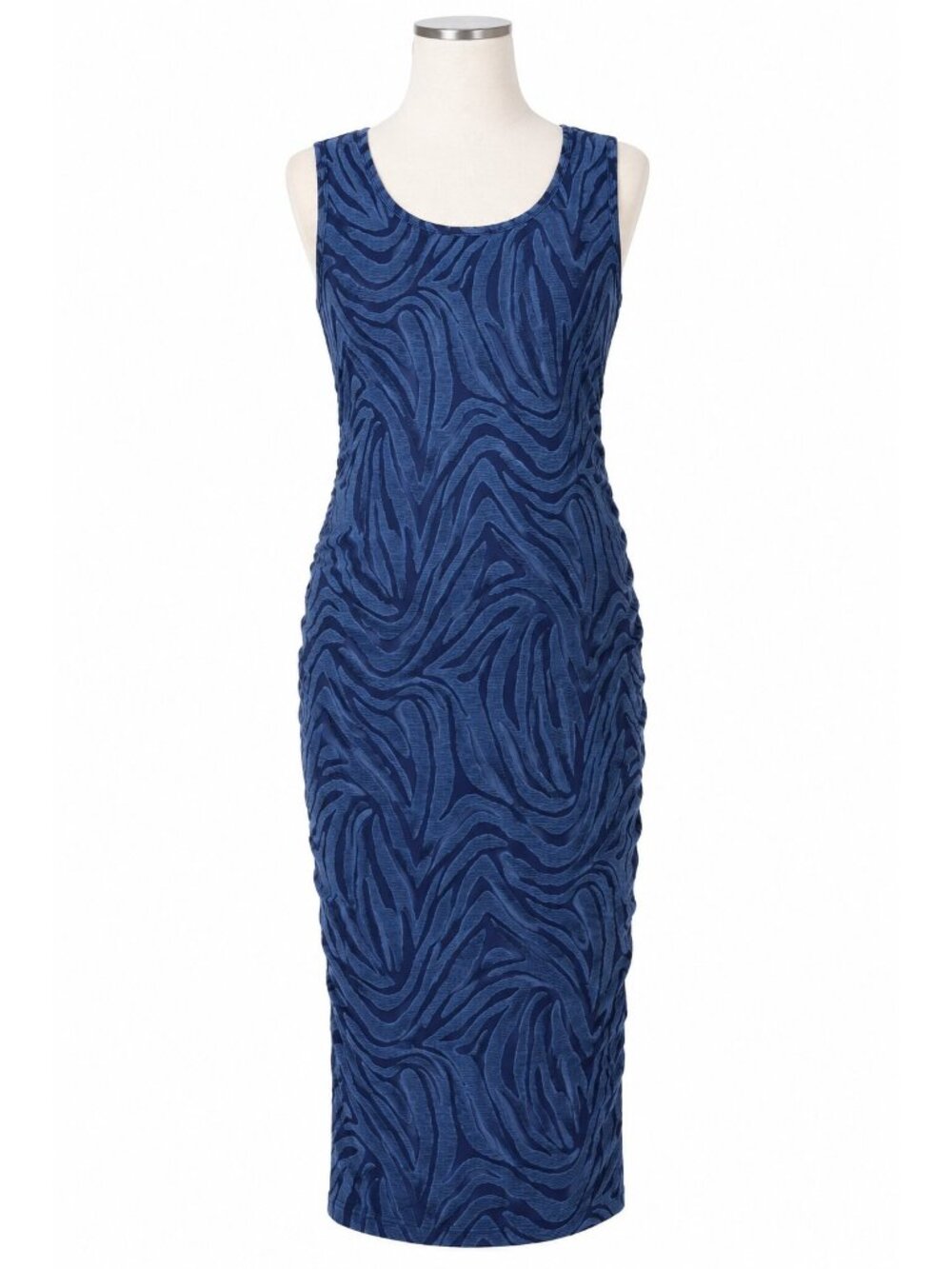 A Pea in the Pod Maternity Dress Navy Blue Abstract Sleeveless Midi Bodycon S